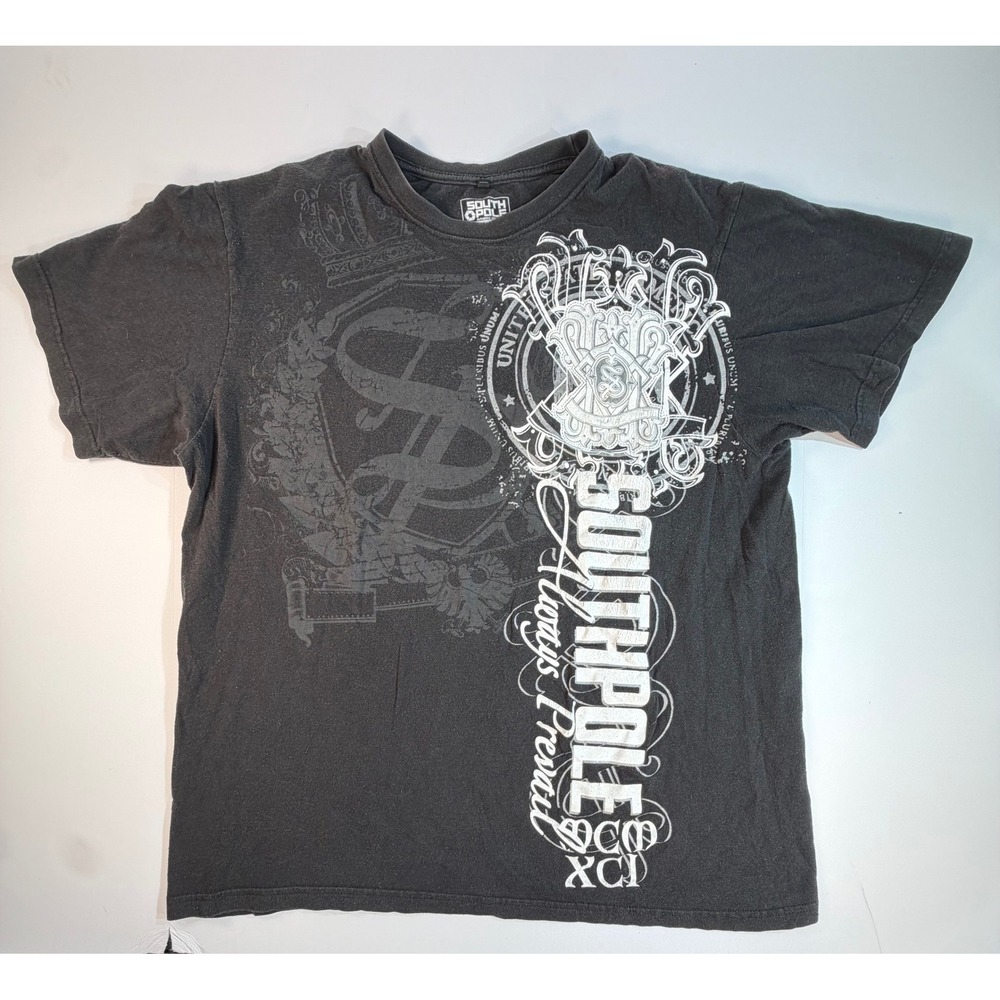 Southpole Mens 2XL Graphic T-Shirt Black Y2K Streetwear Always Prevail Cotton
